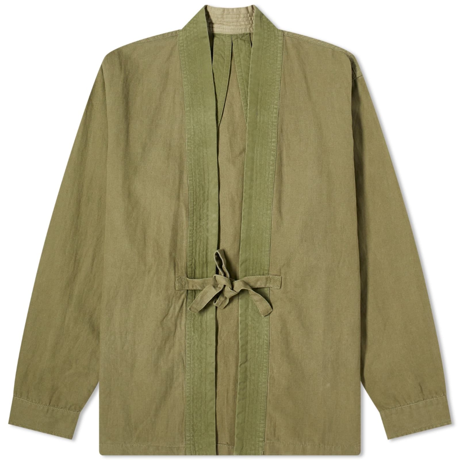 Рубашка Maharishi Hemp Embroded Hanten, оливковое цена и фото