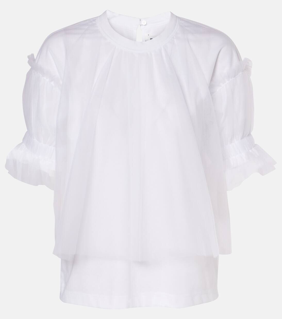 

Топ из хлопка понте с отделкой из тюля Noir Kei Ninomiya, белый