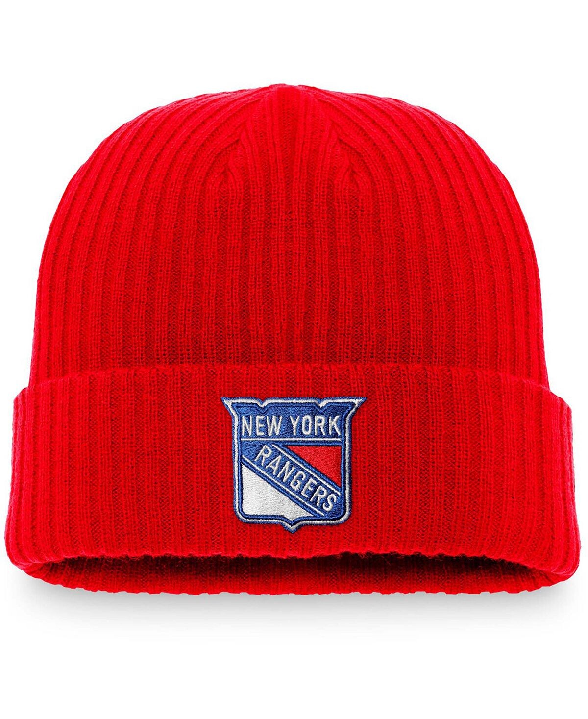 

Мужская красная вязаная шапка с манжетами и манжетами с логотипом New York Rangers Core Primary Fanatics
