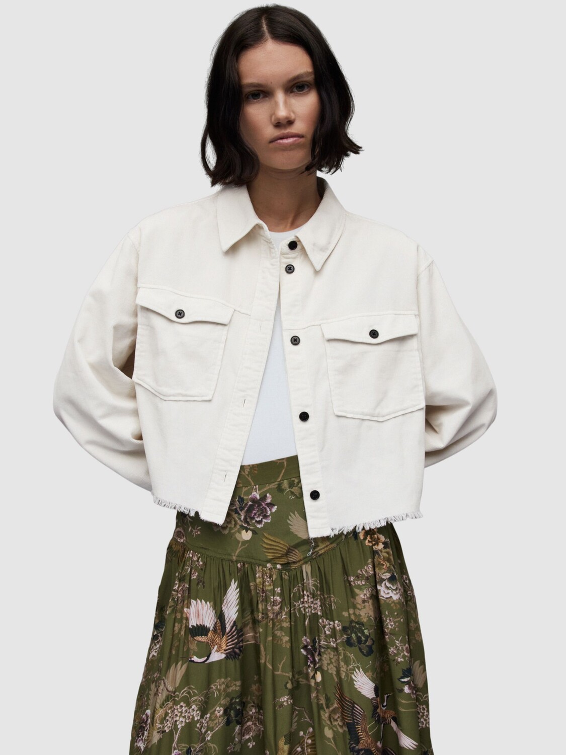 

Вельветовая рубашка AllSaints Ziva, миндально-белый