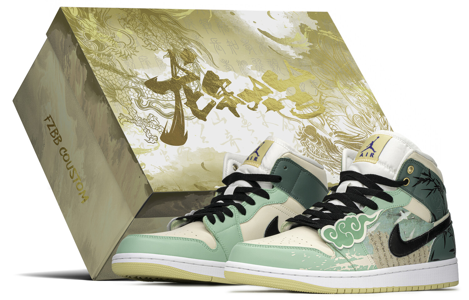 

Кроссовки Air Jordan 1 Vintage Basketball Shoes Women's Mid-top Black/green, черный
