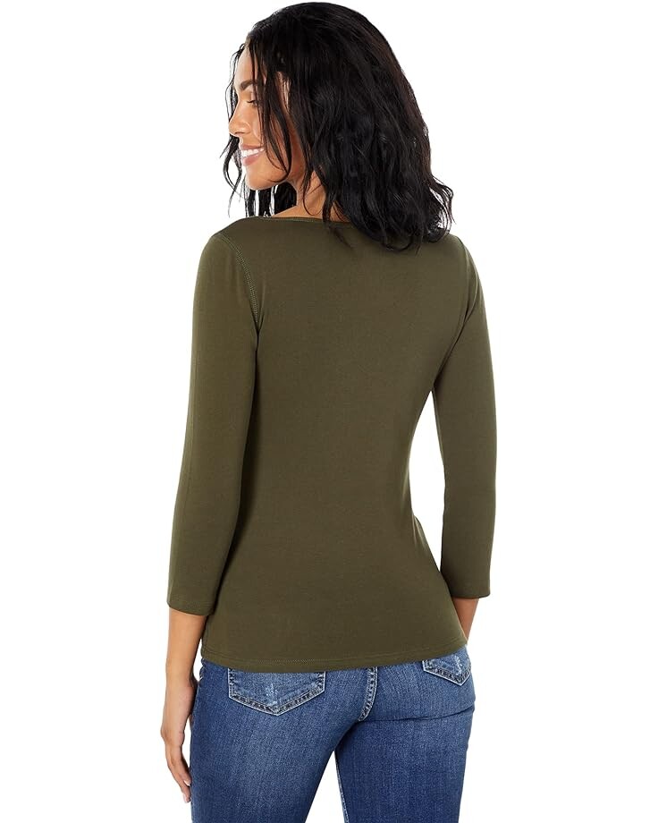 

Топ Lilla P 1x1 Rib 3/4 Sleeve Boatneck Top, цвет Army
