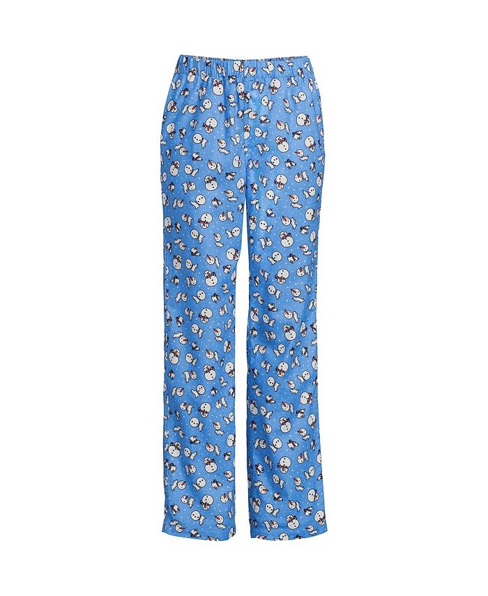 Женские фланелевые пижамные брюки с принтом Lands' End, цвет Chicory blue snowman