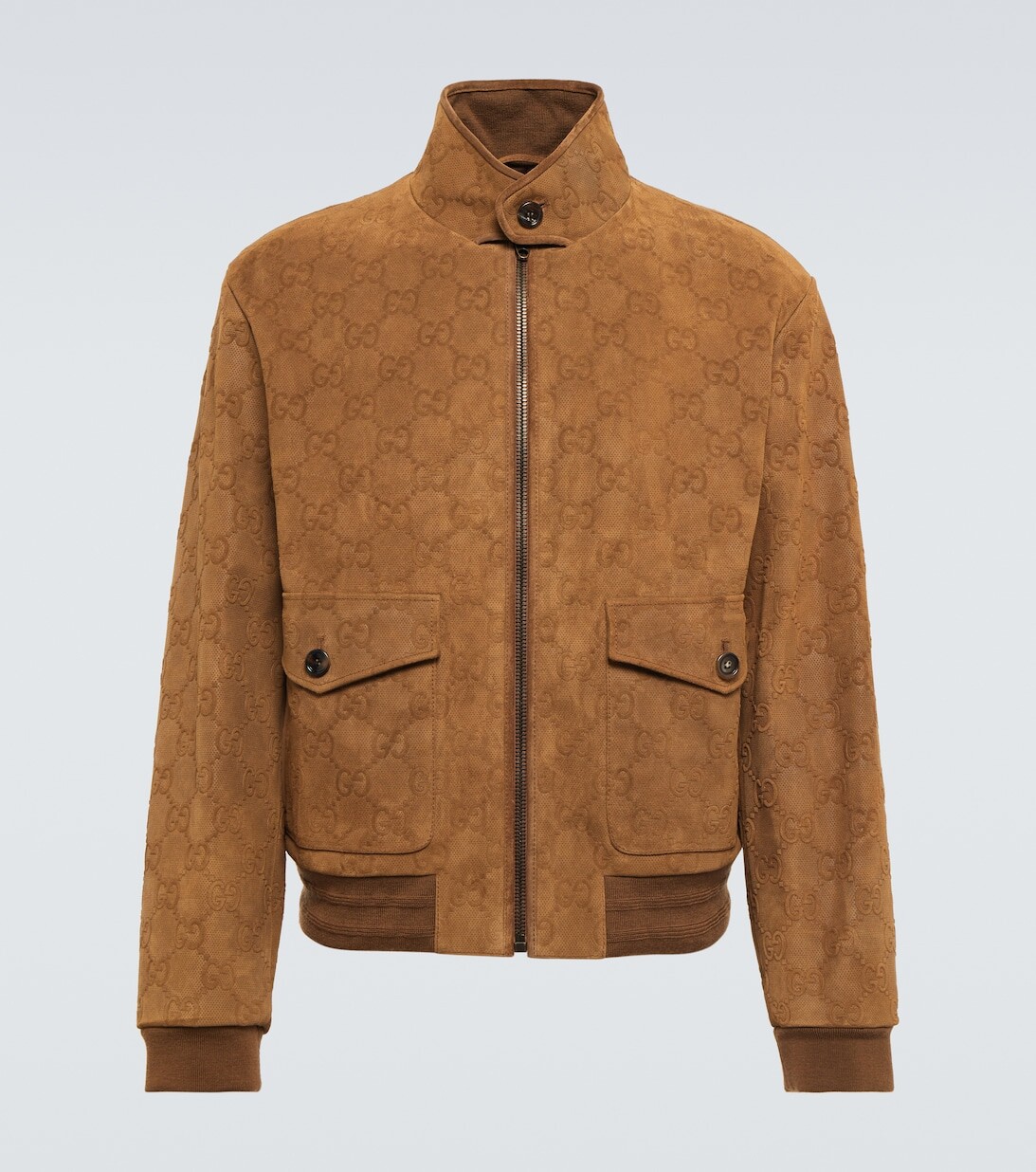 

Замшевая куртка-бомбер с узором GG Gucci, коричневый