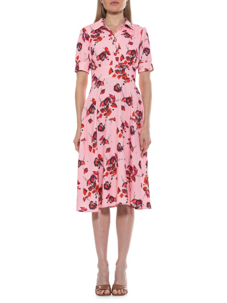 Расклешенное платье с контрастным воротником Alexia Admor, цвет Blush Floral