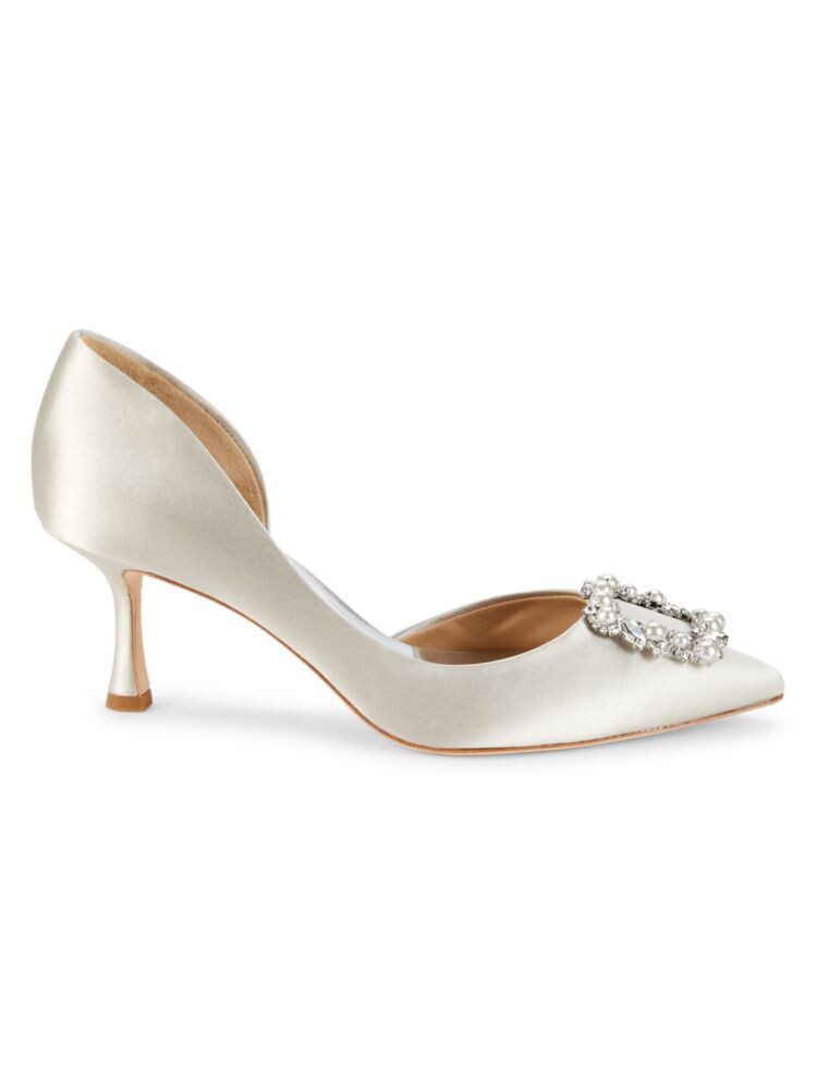 

Атласные туфли Fabia с украшением Badgley Mischka, цвет Morning Fog