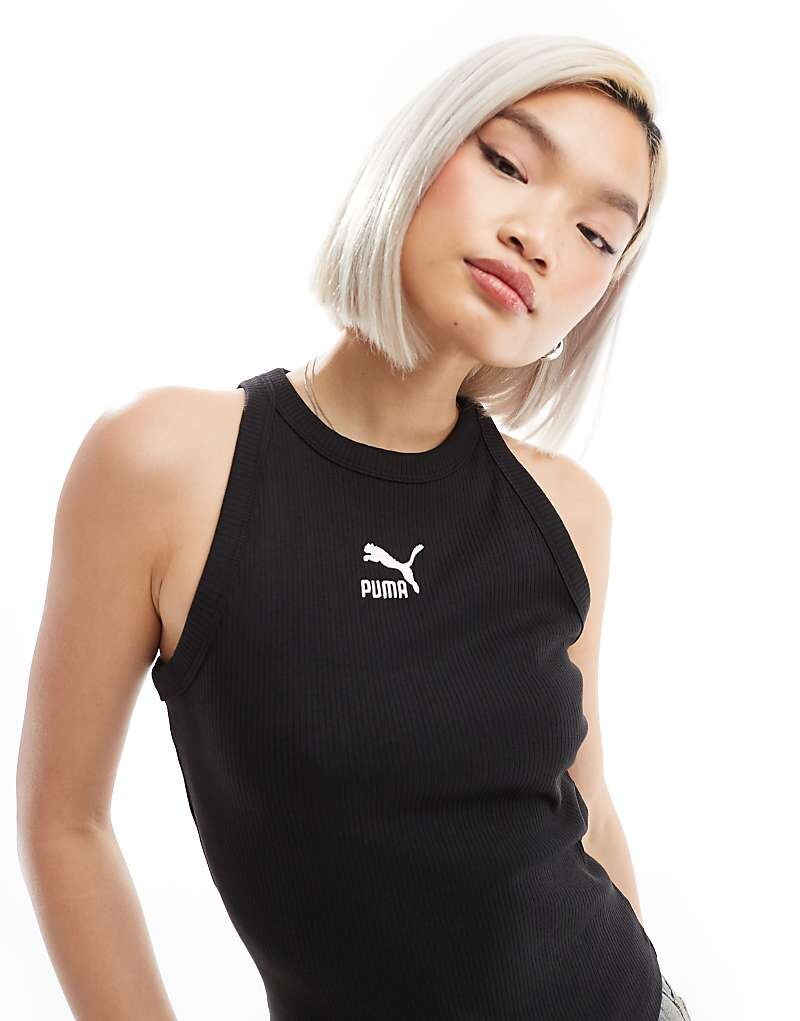 

PUMA – Classics – Черная облегающая майка в рубчик