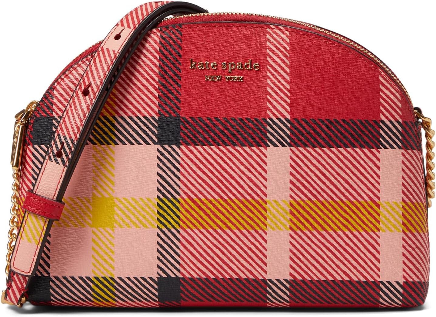 

Сумка кросс-боди Kate Spade New York Morgan Museum Plaid Printed PVC Double Zip Dome Crossbody, цвет Red Multi