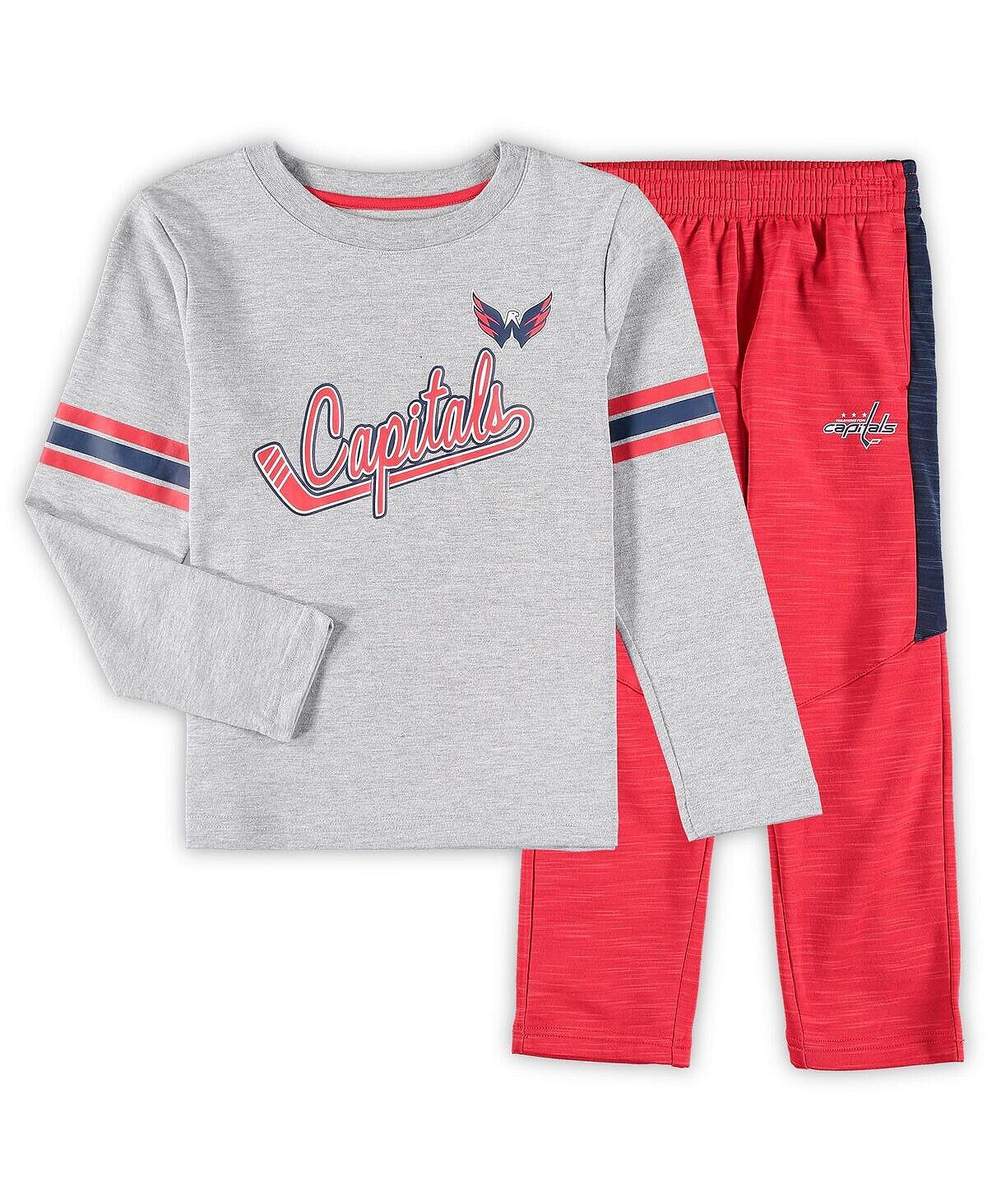 

Комплект из футболки и брюк с длинными рукавами Little Boys Heather Grey Washington Capitals D-Man Outerstuff