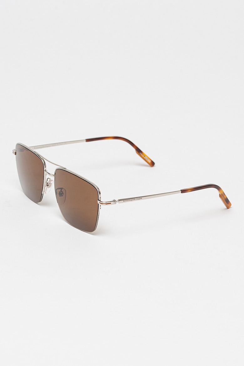 цена Прямоугольные солнцезащитные очки Ermenegildo Zegna, коричневый