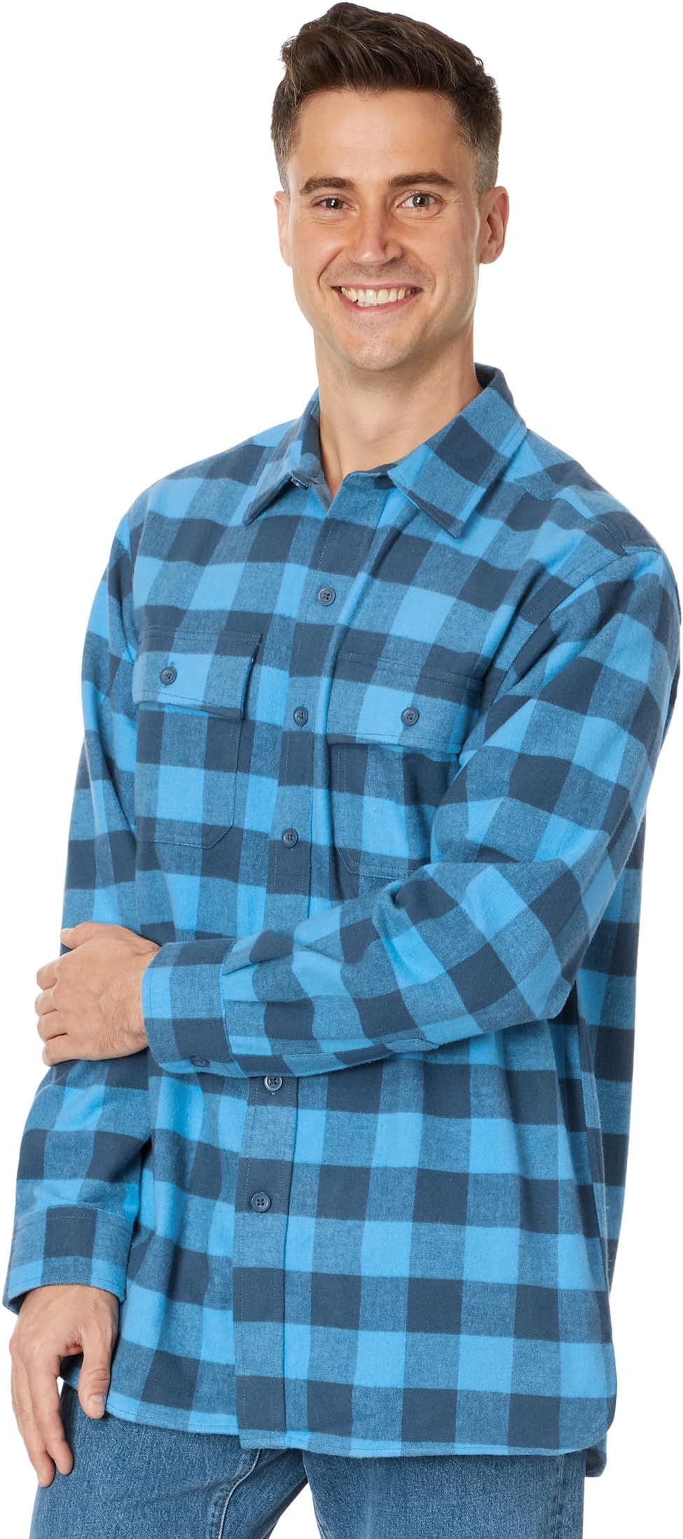 Рубашка из замши в клетку Regular L.L.Bean, цвет Blue Ridge
