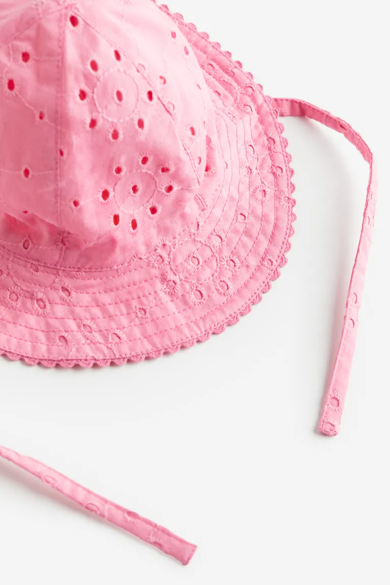 

Шляпа от солнца с английской вышивкой broderie anglaise H&M, розовый