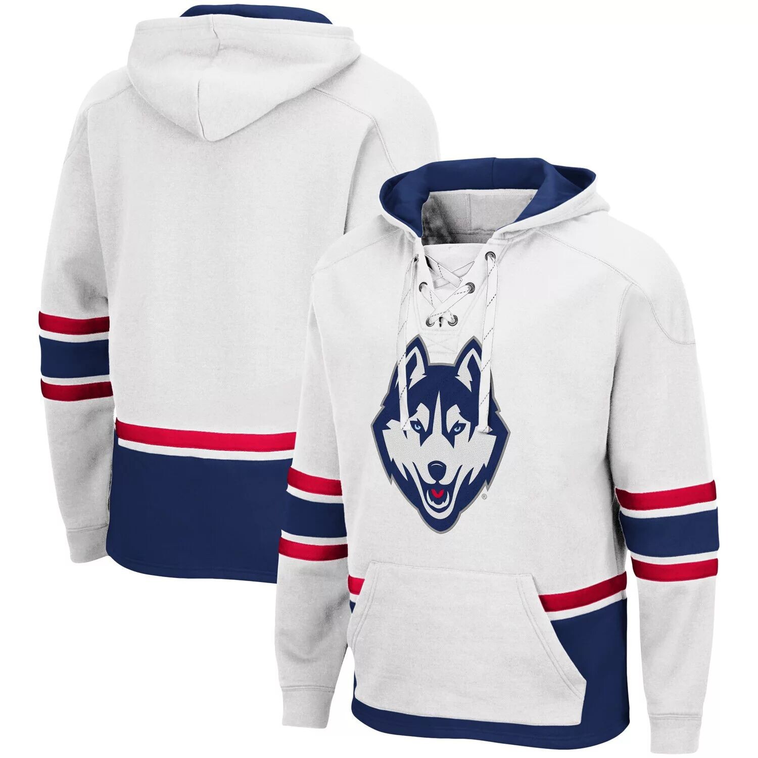 

Мужской белый пуловер с капюшоном UConn Huskies Lace Up 3.0 Colosseum
