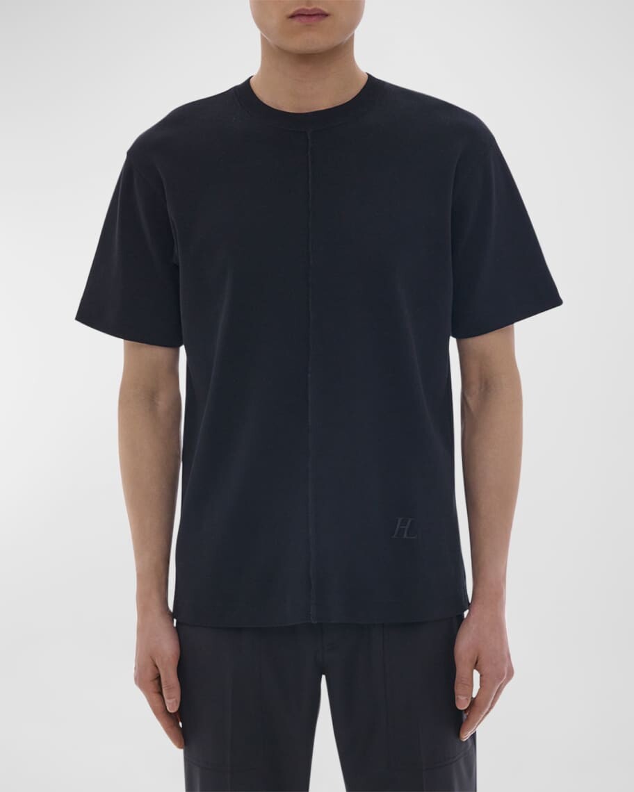 

Мужская хлопковая футболка в рубчик Helmut Lang, Черный