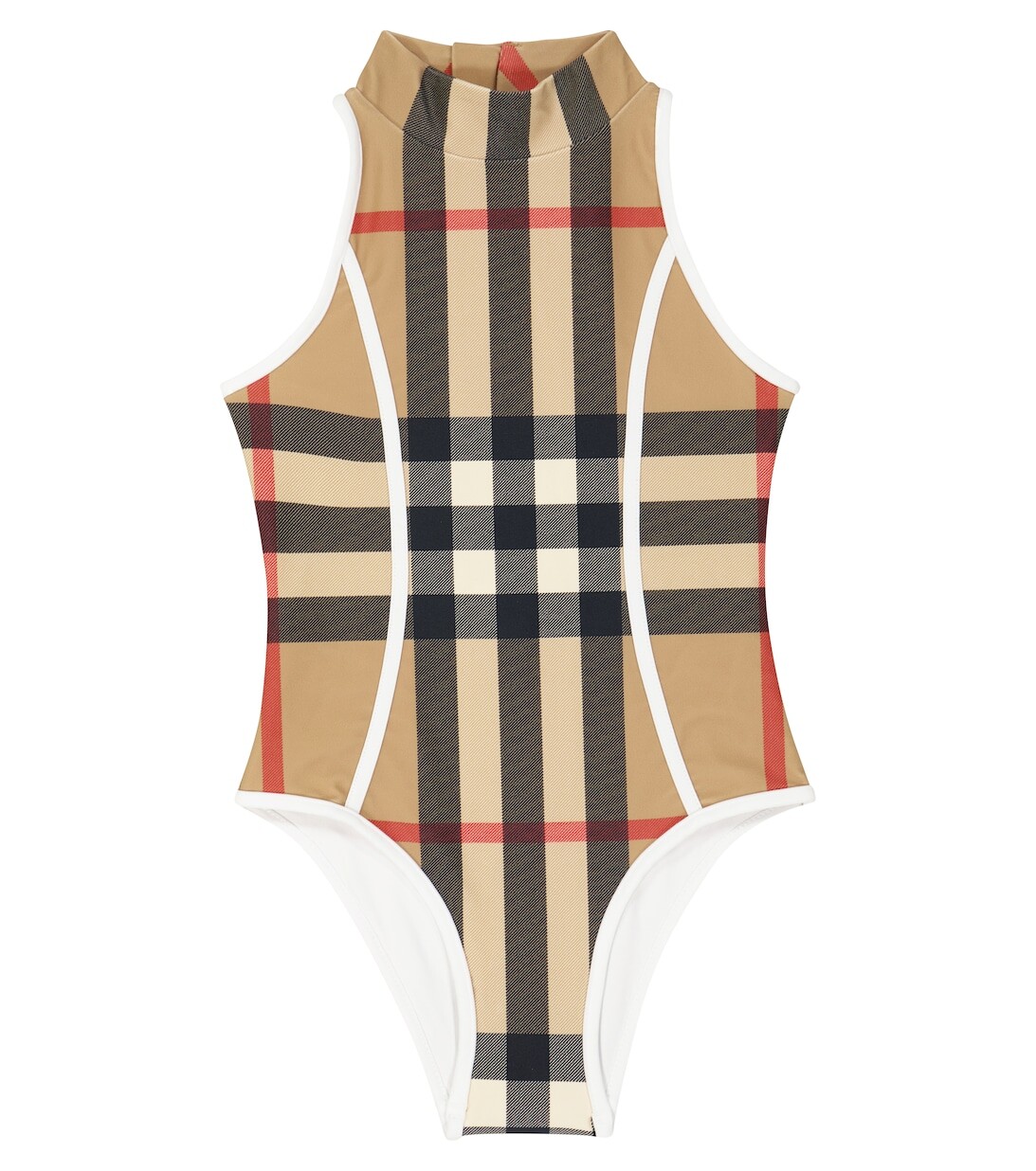 Купальник в винтажную клетку Burberry, бежевый