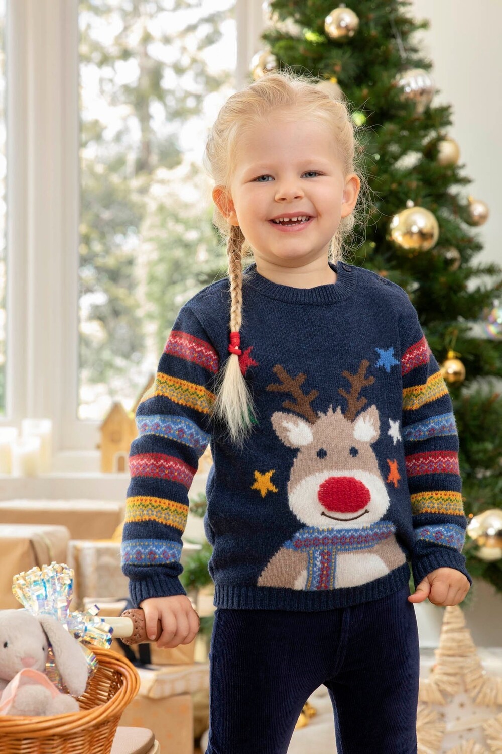 

Свитер JoJo Maman bébé с оленьим вырезом Jojo Maman Bébé, синий