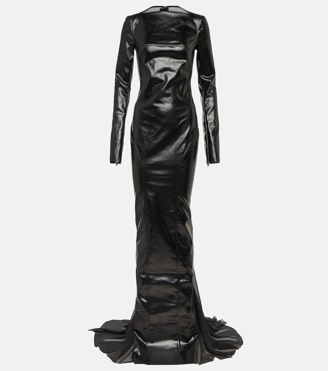 

Хлопковое платье со сборками и покрытием Rick Owens, черный