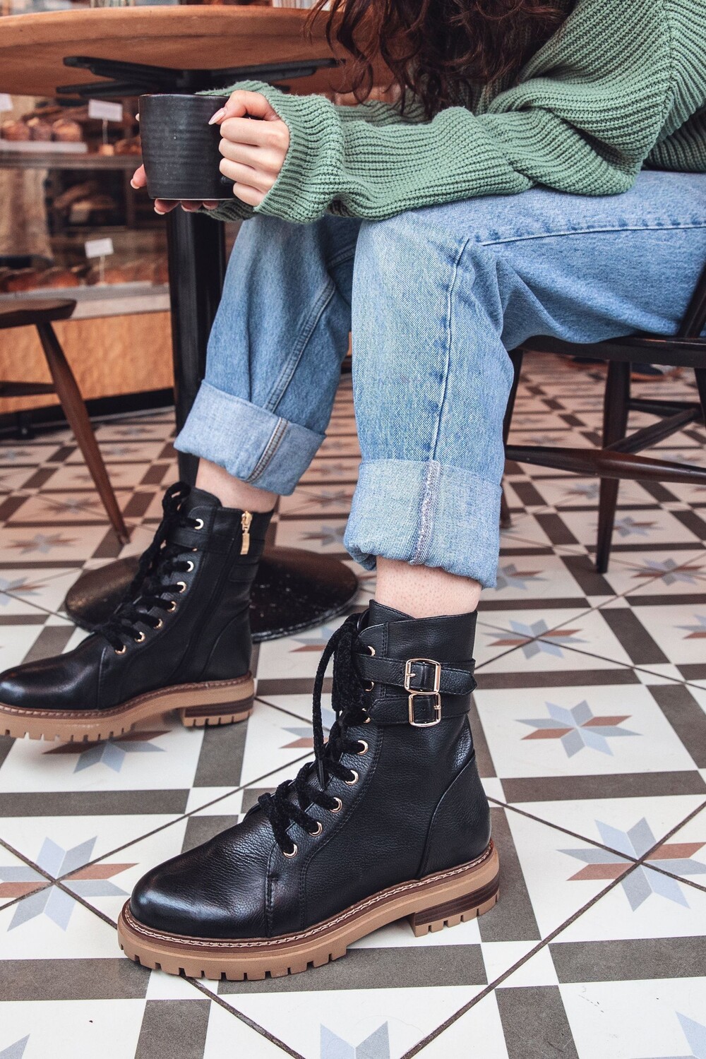 

Черные байкерские ботинки и ботинки Simonetta Jones Bootmaker, черный