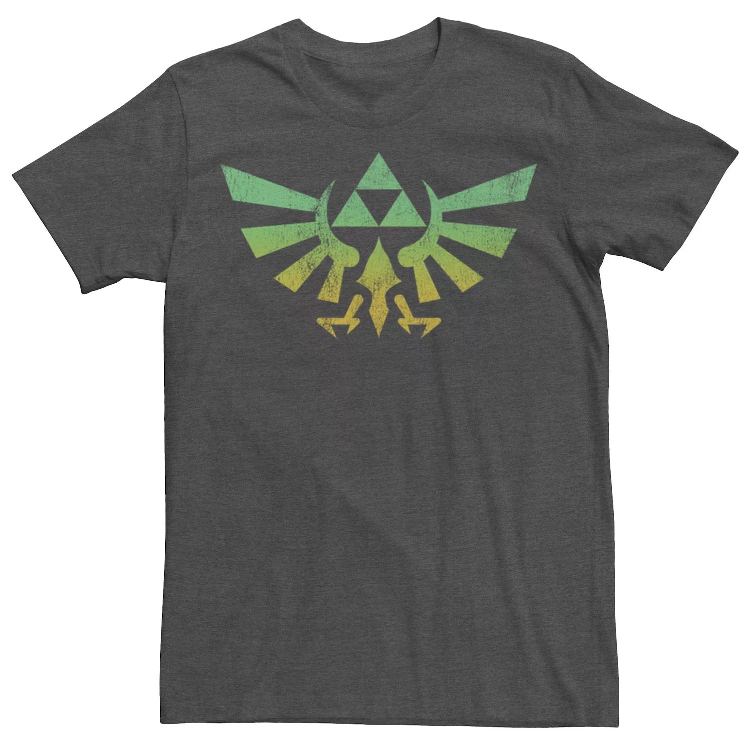 Мужская зеленая выцветшая футболка Nintendo Legend of Zelda Triforce Triforce Licensed Character летняя цветная футболка с рисунком nintendo legend of zelda triforce triforce для мальчиков 8–20 лет licensed character черный