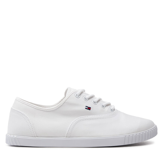 Кроссовки Tommy Hilfiger Canvas Lace Up Sneaker FW0FW07805 White YBS, белый кроссовки canvas lace up sneaker tommy hilfiger бежевый