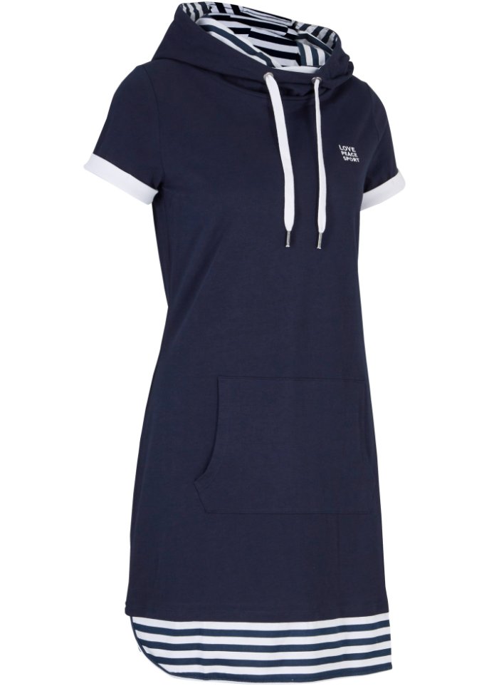 Платье-рубашка из хлопка короткие рукава Bpc Bonprix Collection, синий платье рубашка в полоску с ремешком s синий