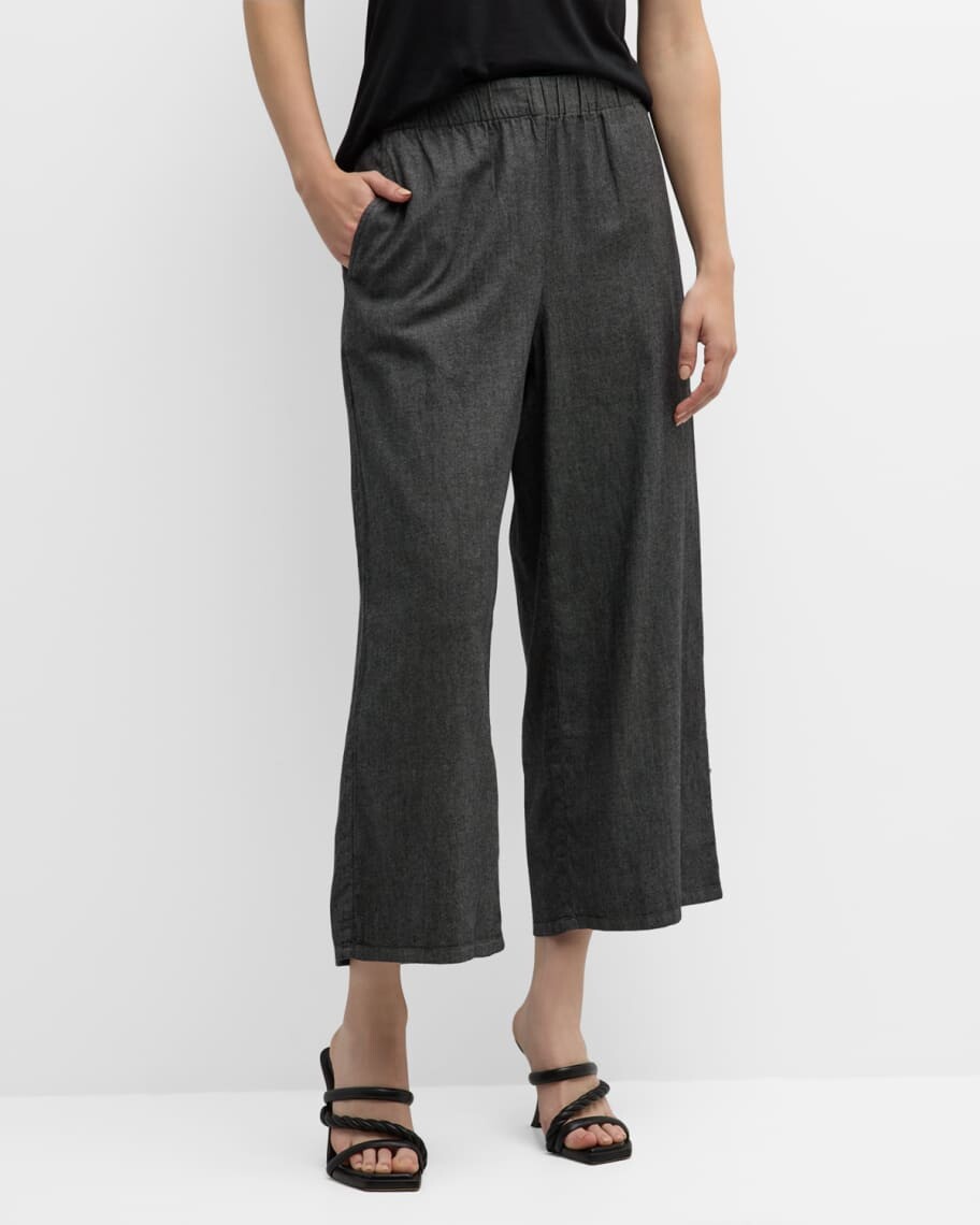 

Укороченные широкие брюки из твила Eileen Fisher