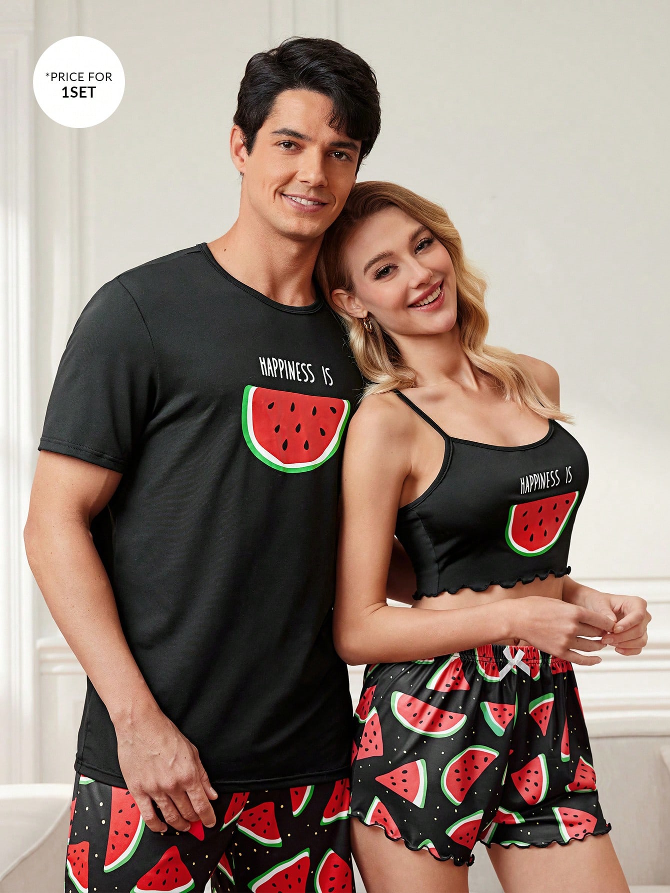 Мужская домашняя одежда из футболки и шорт с короткими рукавами с мультяшным принтом фруктов, многоцветный комплект пижамный женский из футболки с коротким рукавом и шорт