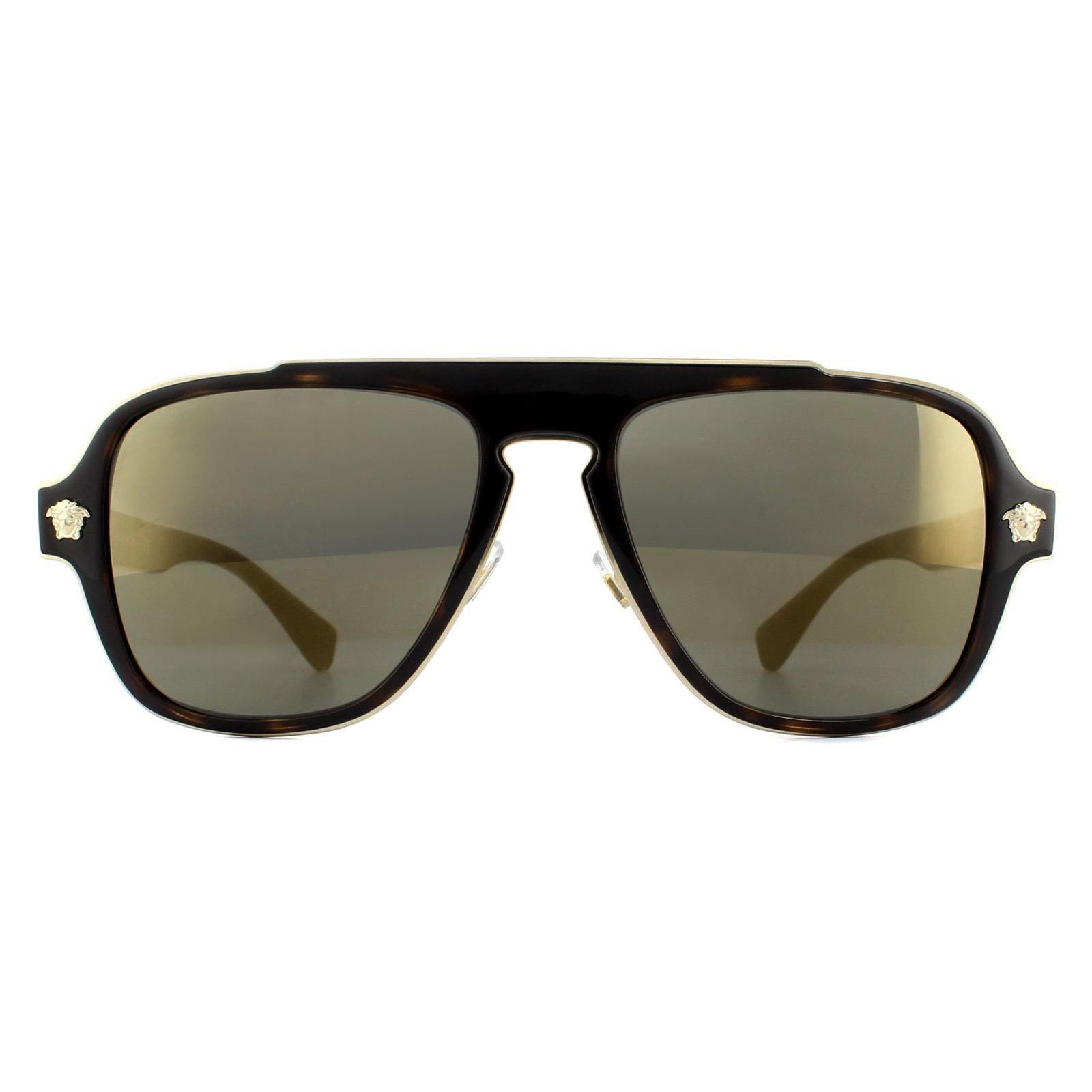Темно-серые зеркальные золотистые солнцезащитные очки Aviator Dark Havana Versace, коричневый солнцезащитные очки mark o day corsica dark havana