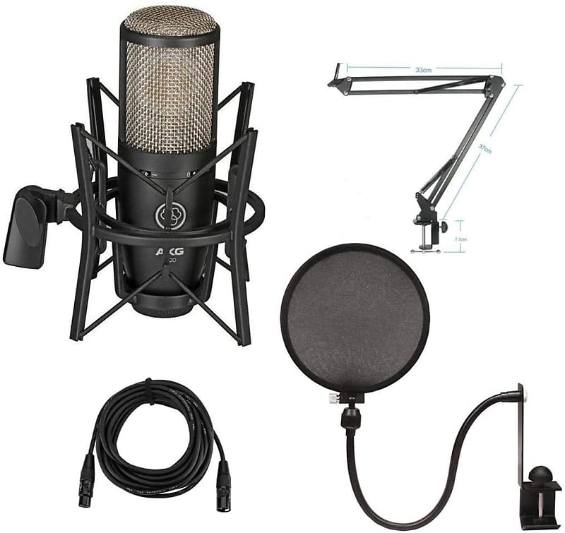 Конденсаторный микрофон AKG P220, BOOMARM1, Pop Filter, XLR