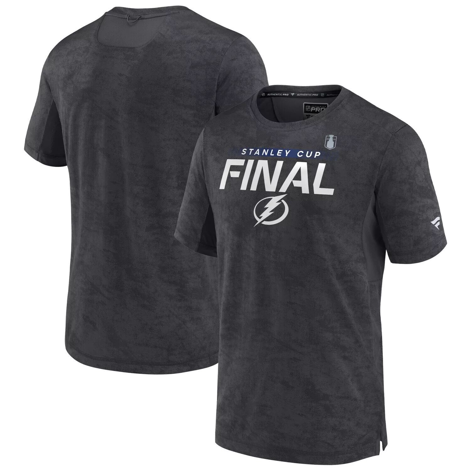 

Мужская темно-серая футболка Tampa Bay Lightning с финалом Кубка Стэнли 2022 Authentic Pro Fanatics