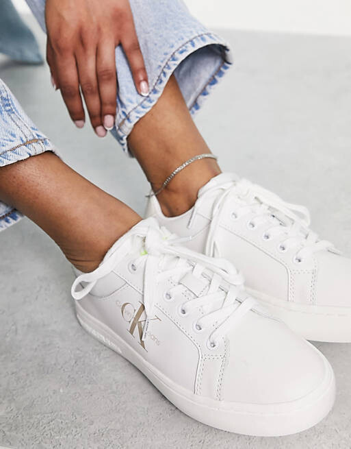 

Белые кроссовки с монограммой Calvin Klein Jeans