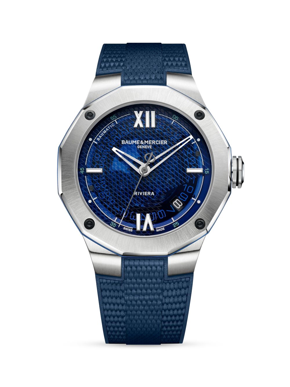 Часы Riviera из нержавеющей стали и каучука Baume & Mercier, синий