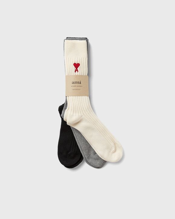 

Носки Ami Paris Pack X3 Chaussettes Ami De Coeur, цвет 971: ecru/gris/noir