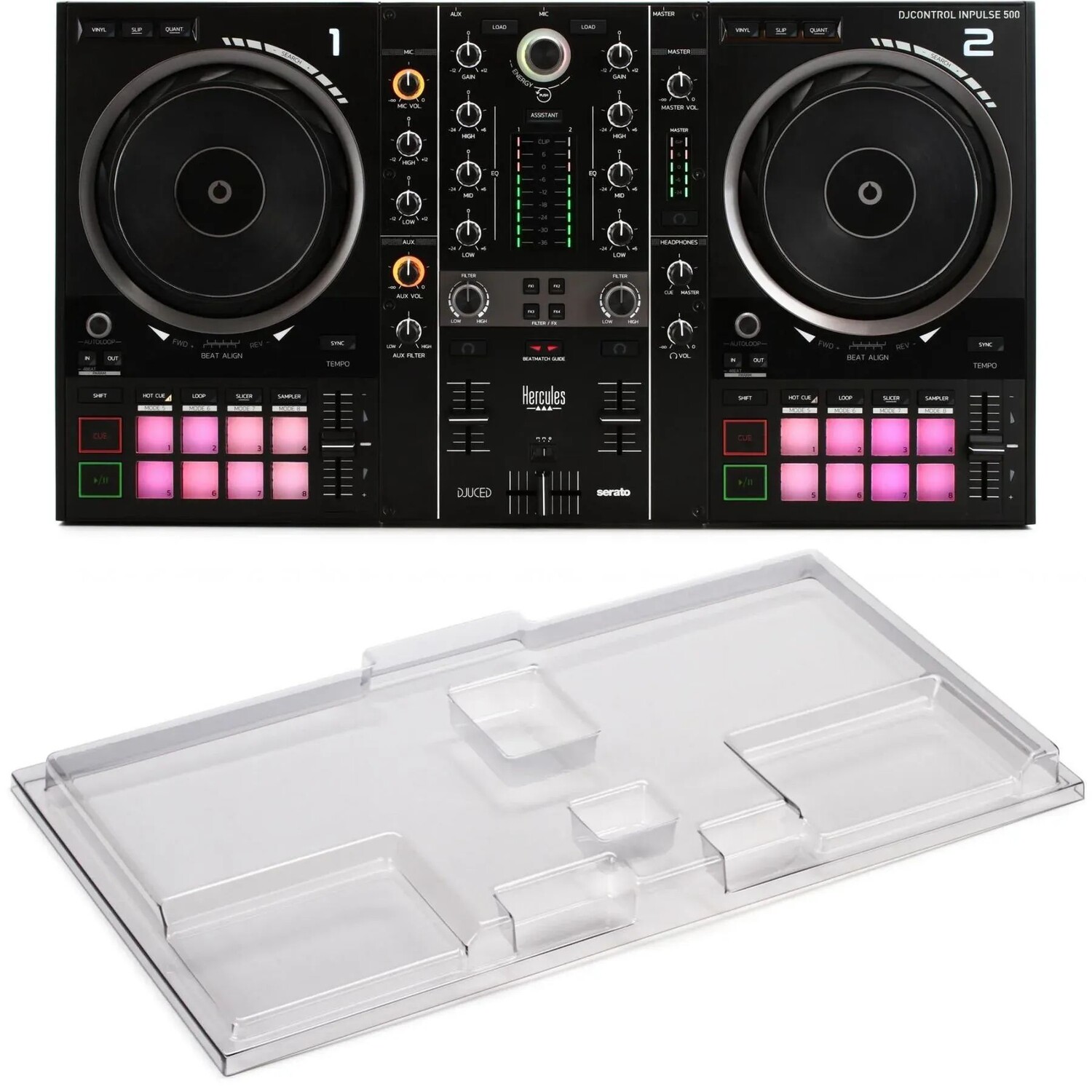 

Hercules DJ DJControl Inpulse 500 2-канальный DJ-контроллер с крышкой Decksaver