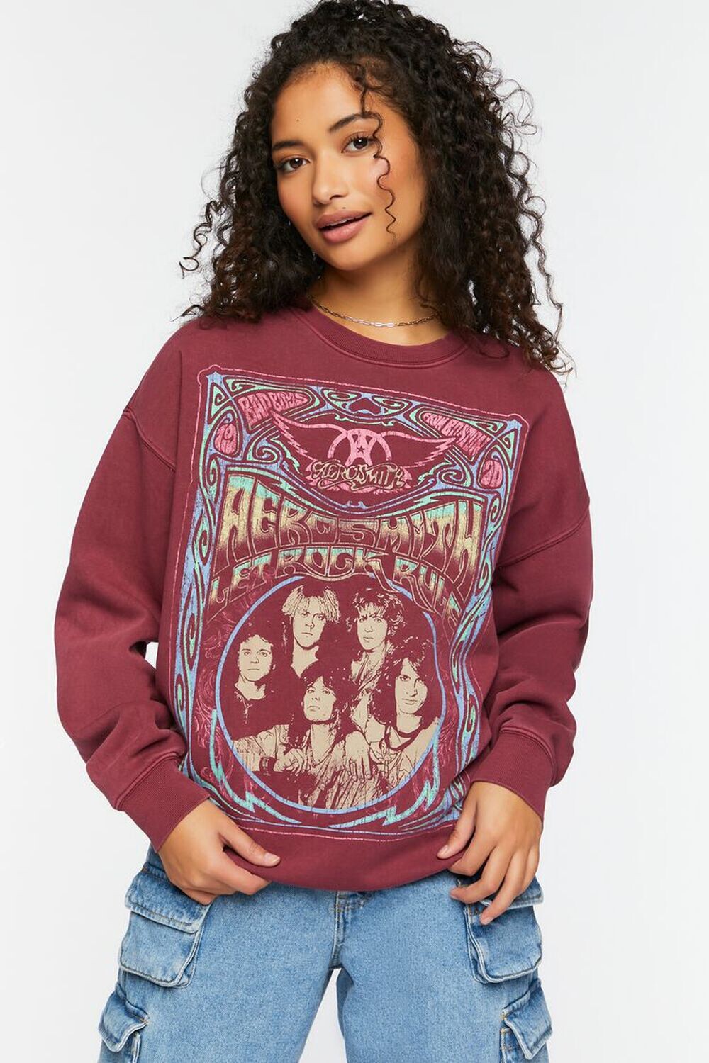 

Флисовый пуловер Aerosmith с графическим рисунком Forever 21, бордовый, Красный