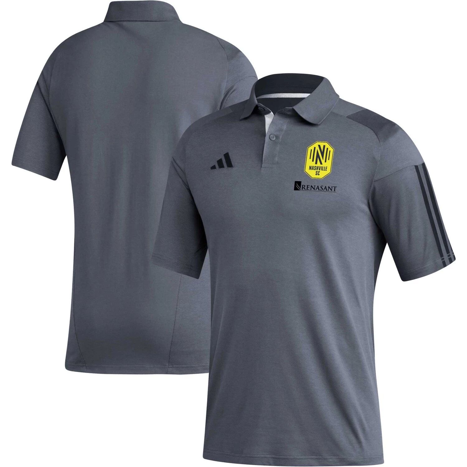 цена Мужская серая футболка-поло для тренировок Nashville SC 2023 adidas