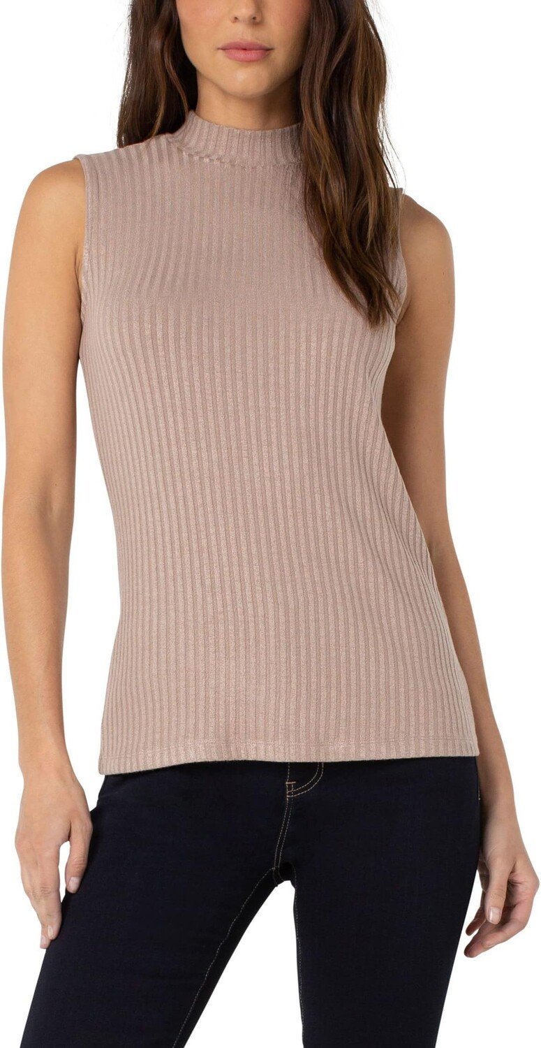 

Свитер Mock Neck Sleeveless Rib Knit Top Liverpool Los Angeles, цвет Sandstone Tan