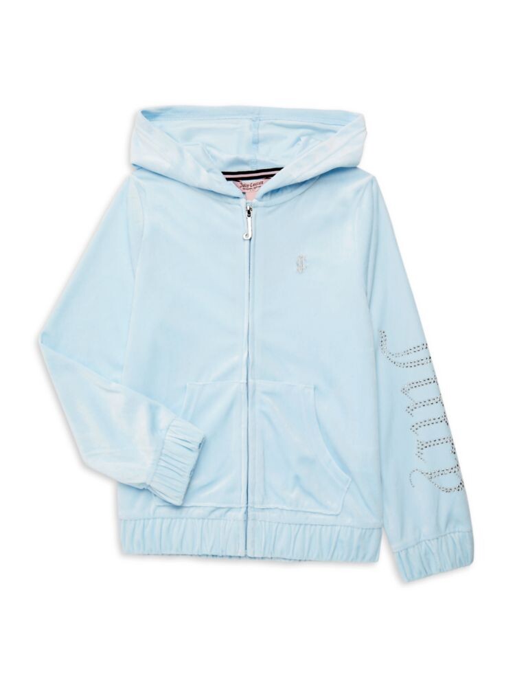 

Велюровая толстовка для девочек Juicy Couture, цвет Sky Blue