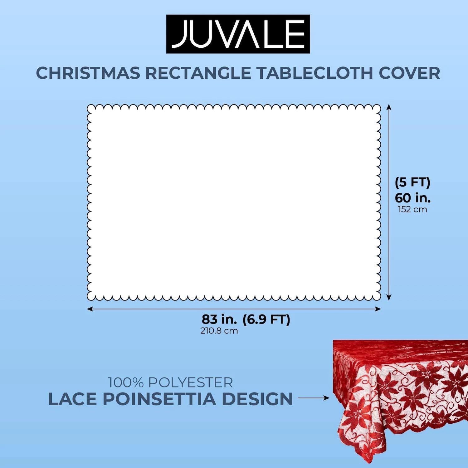 Скатерть Juvale Christmas Holiday, прямоугольная, 60 x 80 дюймов, пуансеттия красная