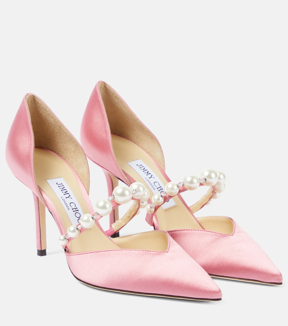 Атласные туфли aurelie 85 с декором Jimmy Choo, розовый