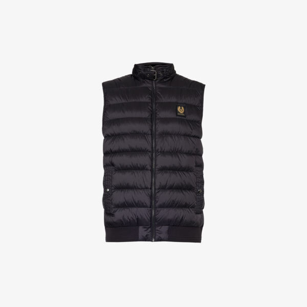 

Жилет на пуху с воротником-воронкой и фирменной нашивкой Belstaff, черный