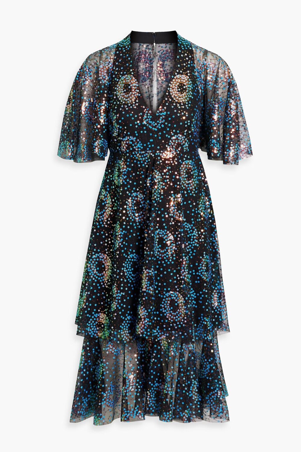 

Многоярусное платье из тюля с пайетками Anna Sui, черный