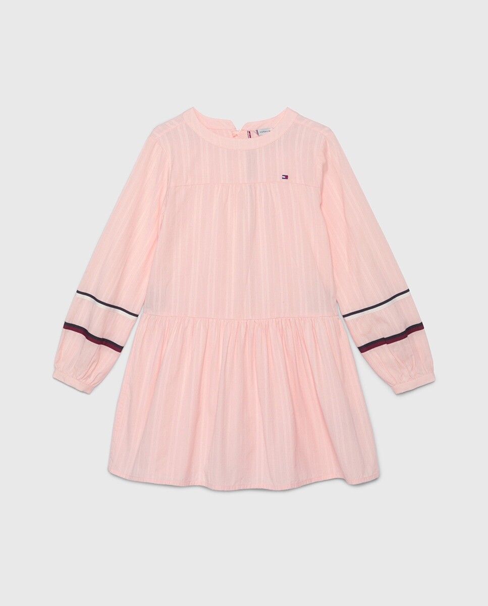 

Платье для девочки с круглым вырезом и длинными рукавами Tommy Hilfiger, розовый