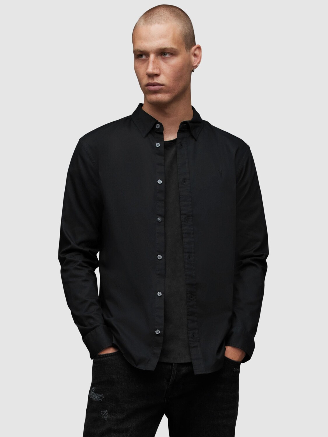 

Рубашка с длинным рукавом AllSaints Hawthorne, черная