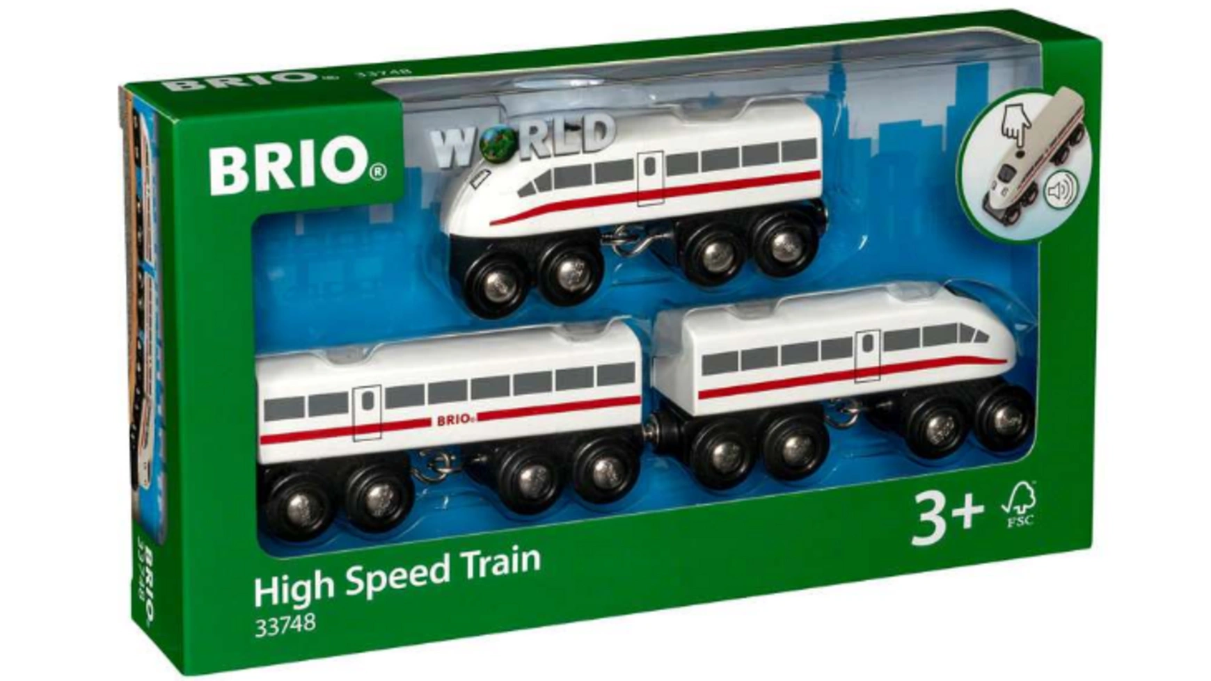 Brio Bahn Экспресс со звуком, 3 части игрушка brio world 33606 снегоуборочный поезд