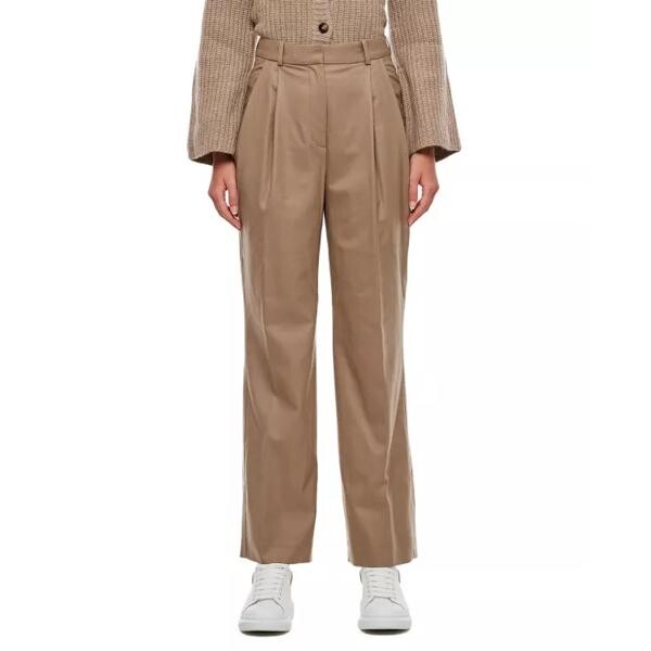 

Брюки wide leg wool trousers Loulou Studio, коричневый