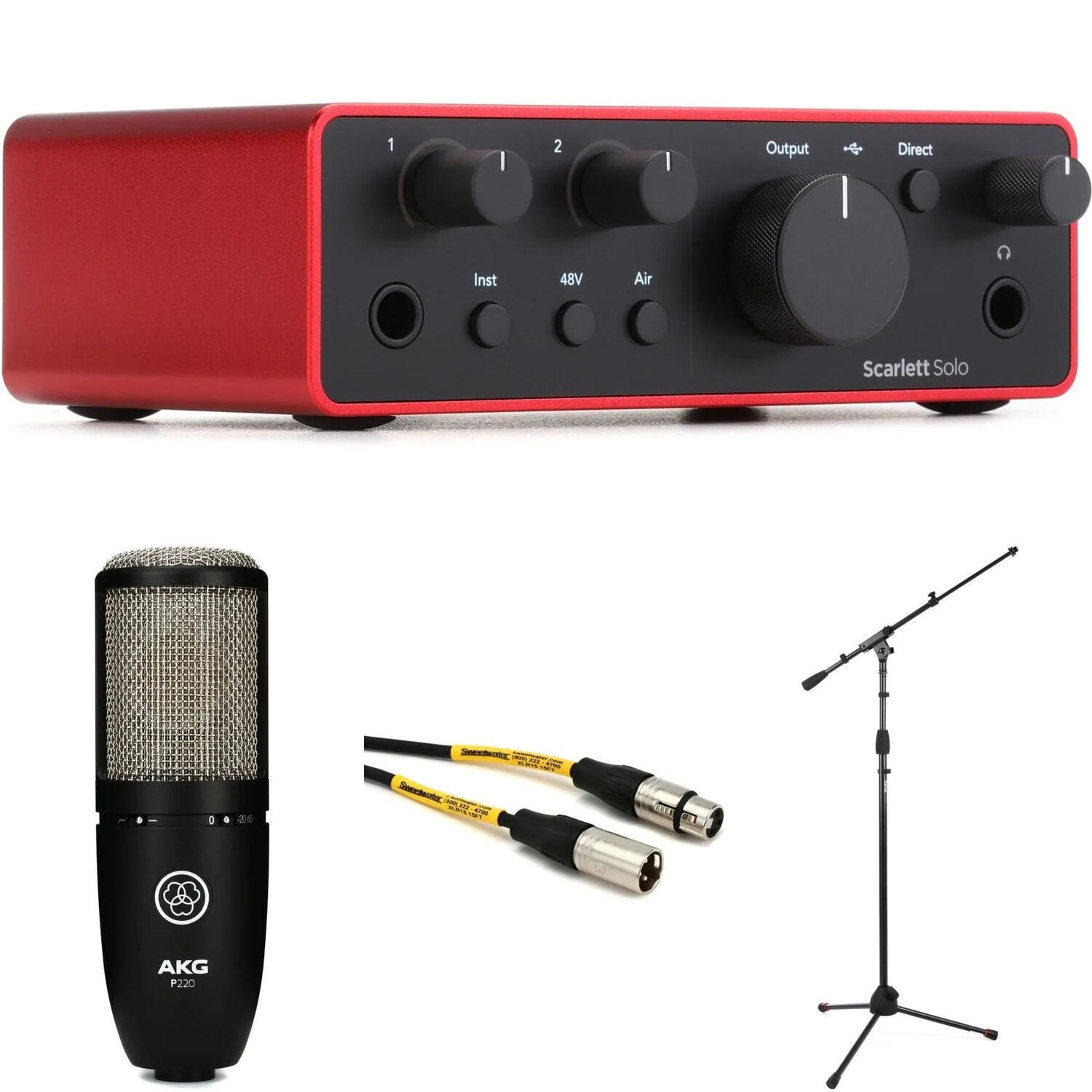 

Новый USB-аудиоинтерфейс Focusrite Scarlett Solo 4-го поколения и комплект для записи AKG P220