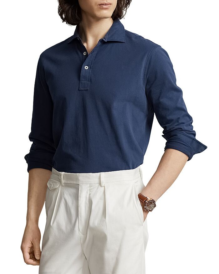 

Рубашка поло с длинным рукавом Slim Fit из хлопкового джерси на заказ Polo Ralph Lauren
