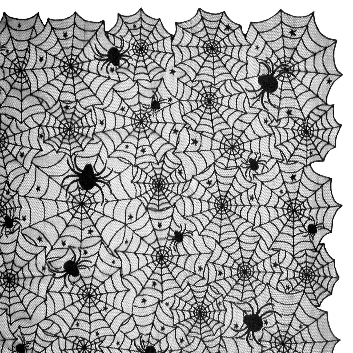 72-дюймовая черно-белая кружевная скатерть на Хэллоуин с паутиной паутины
