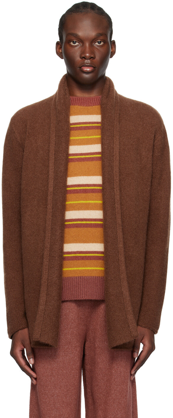 

Эксклюзивный коричневый кардиган для курения The Elder Statesman SSENSE